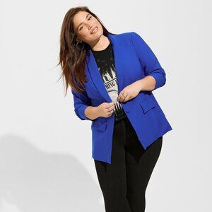 TORRID Sz2 Bright Blue Blazer Soho Studio Refined Crepe Blazer